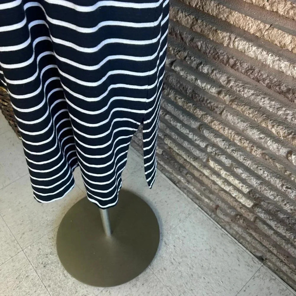 T by Talbots Navy Blue Stripes Casual T Shirt Dress Drawstring Waist Size Small - Picture 6 of 9